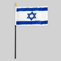 4"x6" Israel Flag W/Black Plastic Pole & Gold Spear